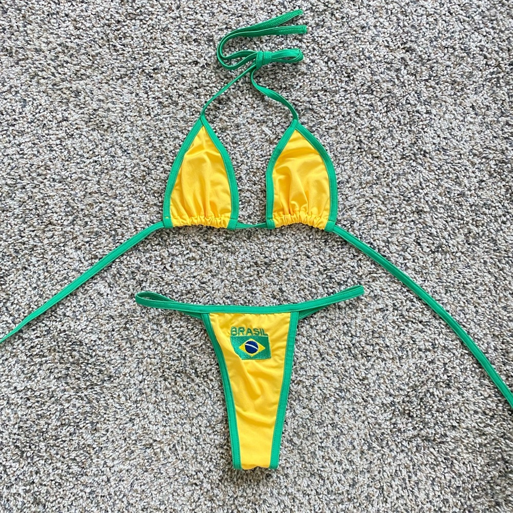 Yellow and Green Brazil Bikini Set